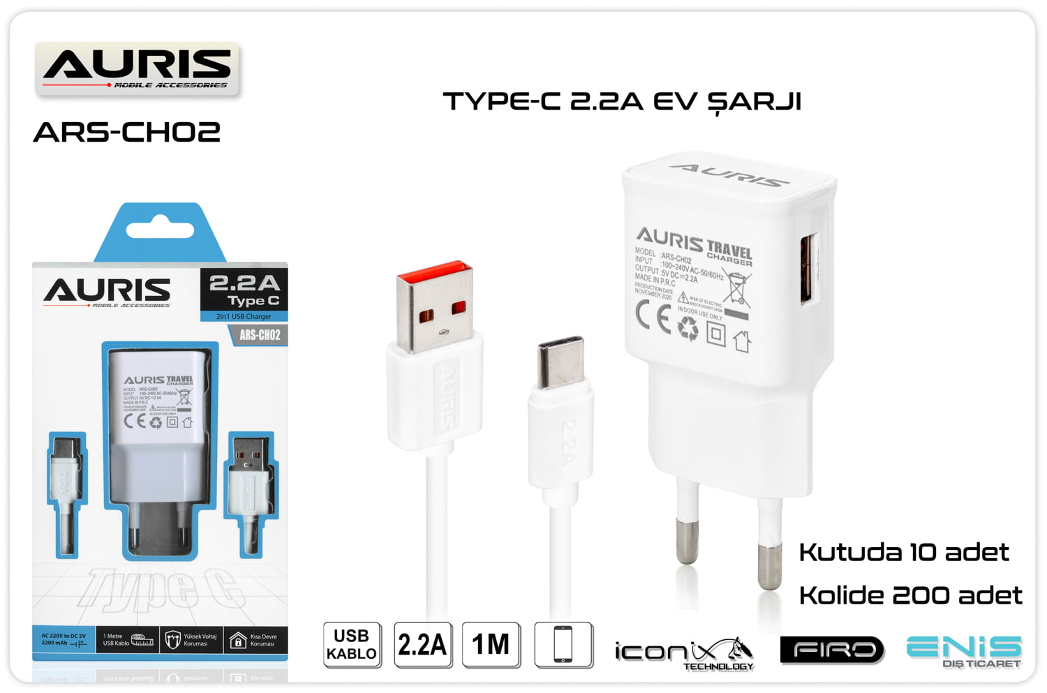 TYPE C CHARGER 2 IN 1 2.2A AURIS