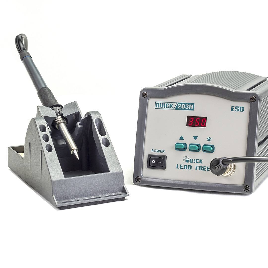 QUICK 203H Digital Display Lead-free High Frequency Intelligent Temperature Soldering Station - Cloudy Gray