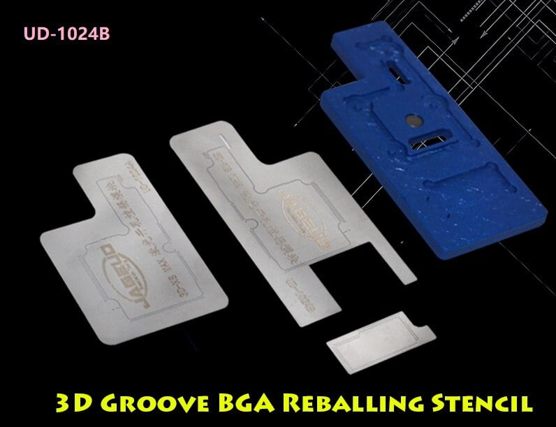Jabeud-1024B 3D BGA Reballing Stencil Kit for iPhone XS XS MAX Motherboard Middle Layer Alignment Planting Tin Template Tools
