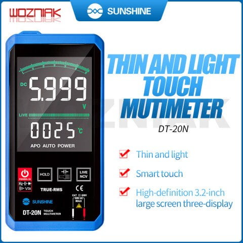 SUNSHINE DT-20N Multimeter Fully Automatic High Precision Color Touch Screen AC DC Voltage and Current Resistance Measuremen 10a