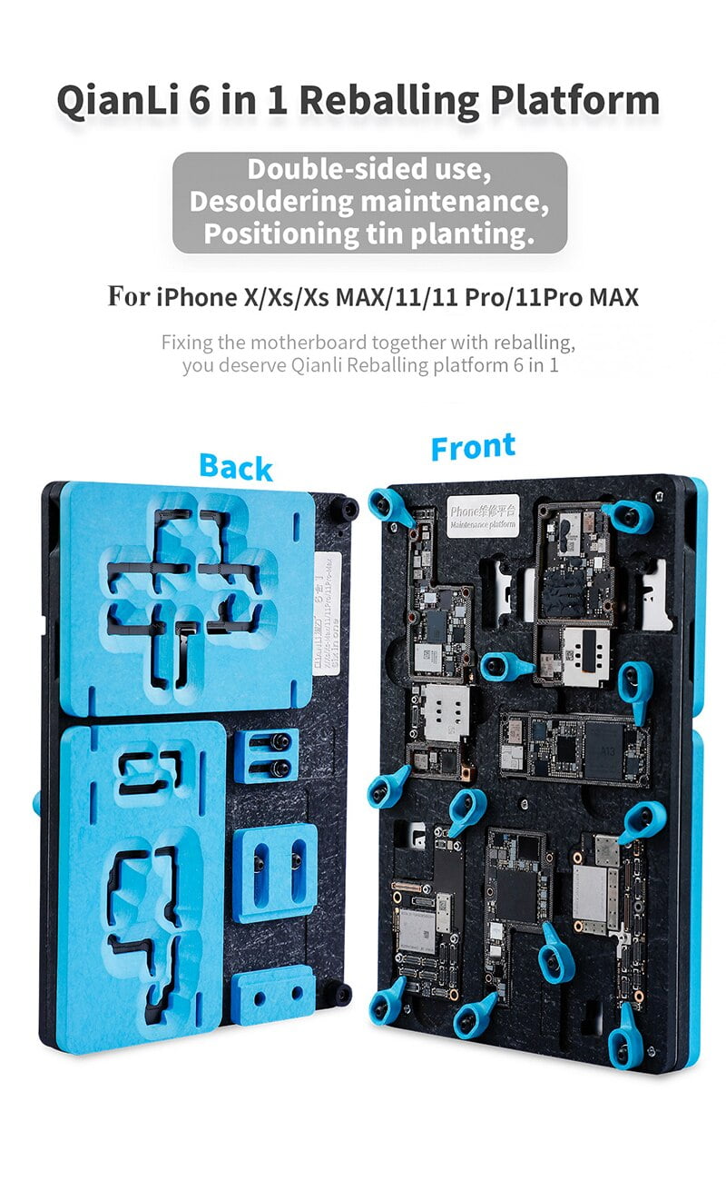 Qianli Double Side BGA Reballing Platform for iPhone X/XS/XS MAX/11/11 Pro/11Pro MAX Motherboard Tin Planting With Black Stencil