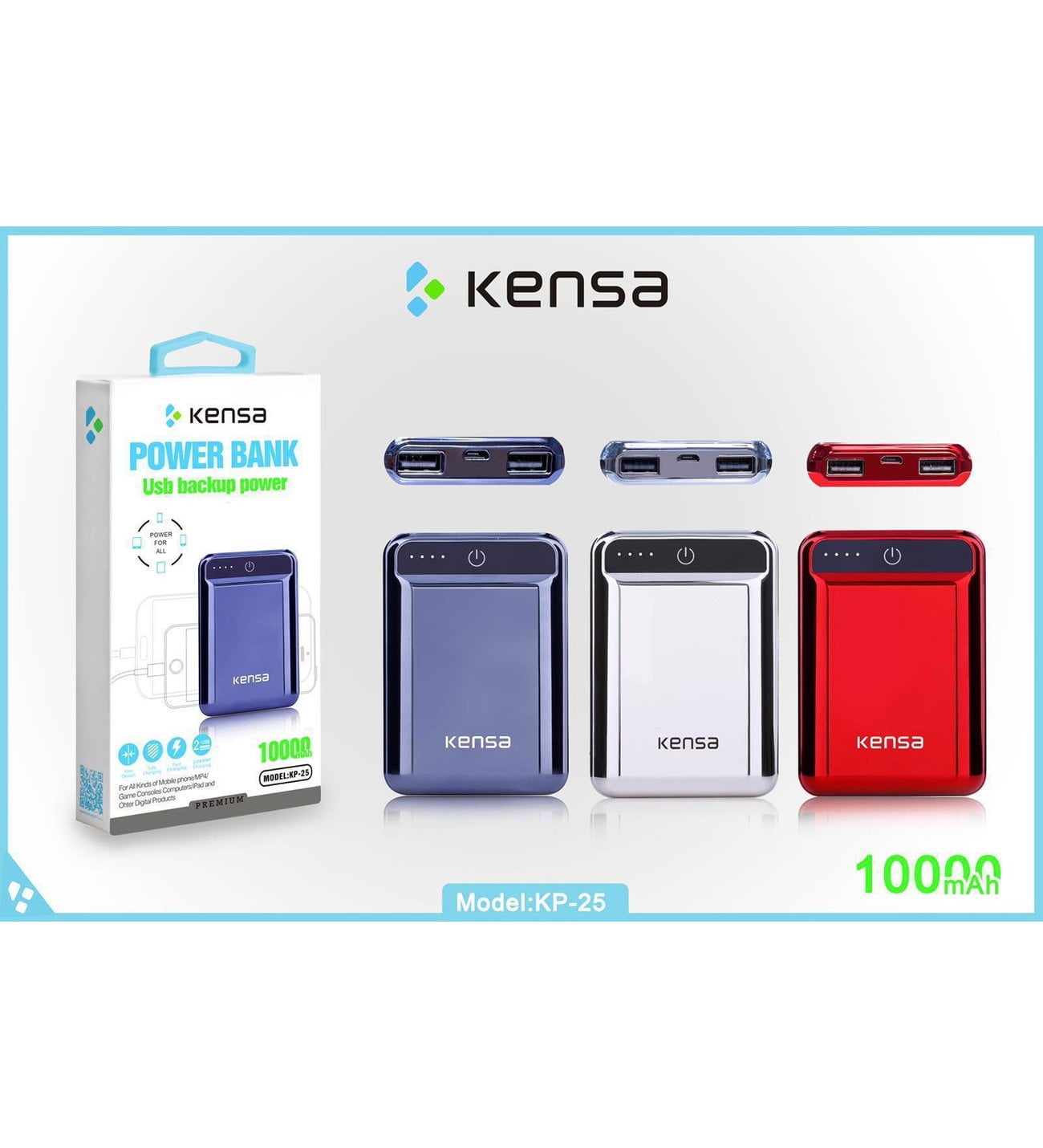 POWER BANK KENSA KP-25 10000 MAH + USB MICRO