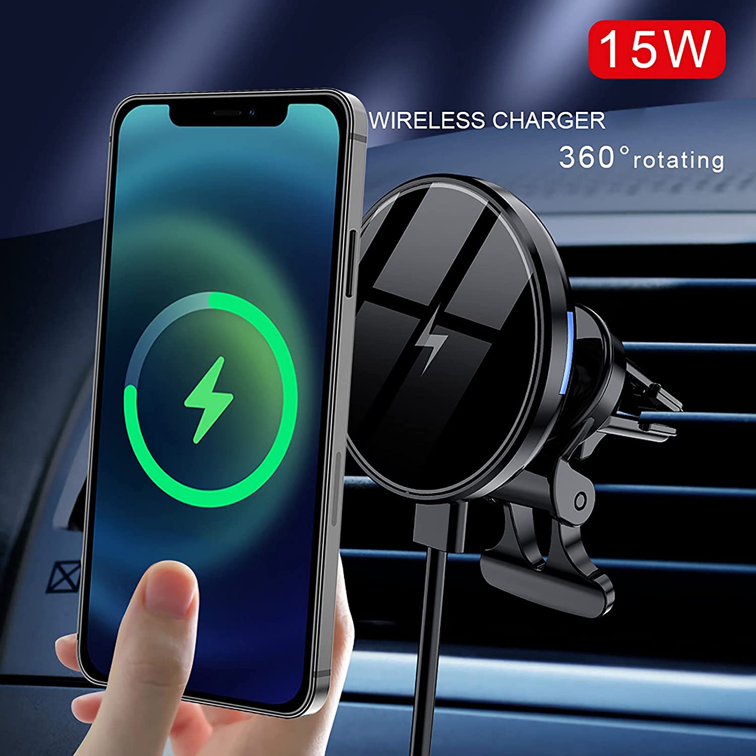15W Magnetic Wireless Car Charger Mount Stand For iPhone 12 Pro Max Qi Fast Charging Magsafing Wireless Charger Car Phone Holder