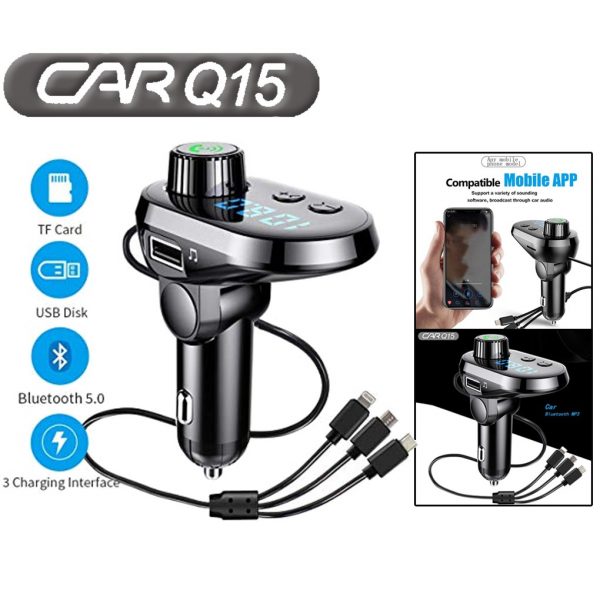 Car Q15 Bluetooth 4.2 Car USB FM Transmitter Wireless MP3 Radio
