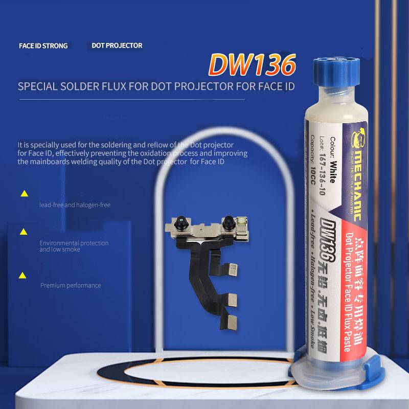 MECHANIC DW136 Dot Projector Face ID Solder Flux Lead-Free Halogen-free for Soldering and Reflow of Dot Matrix Mainboard Welding