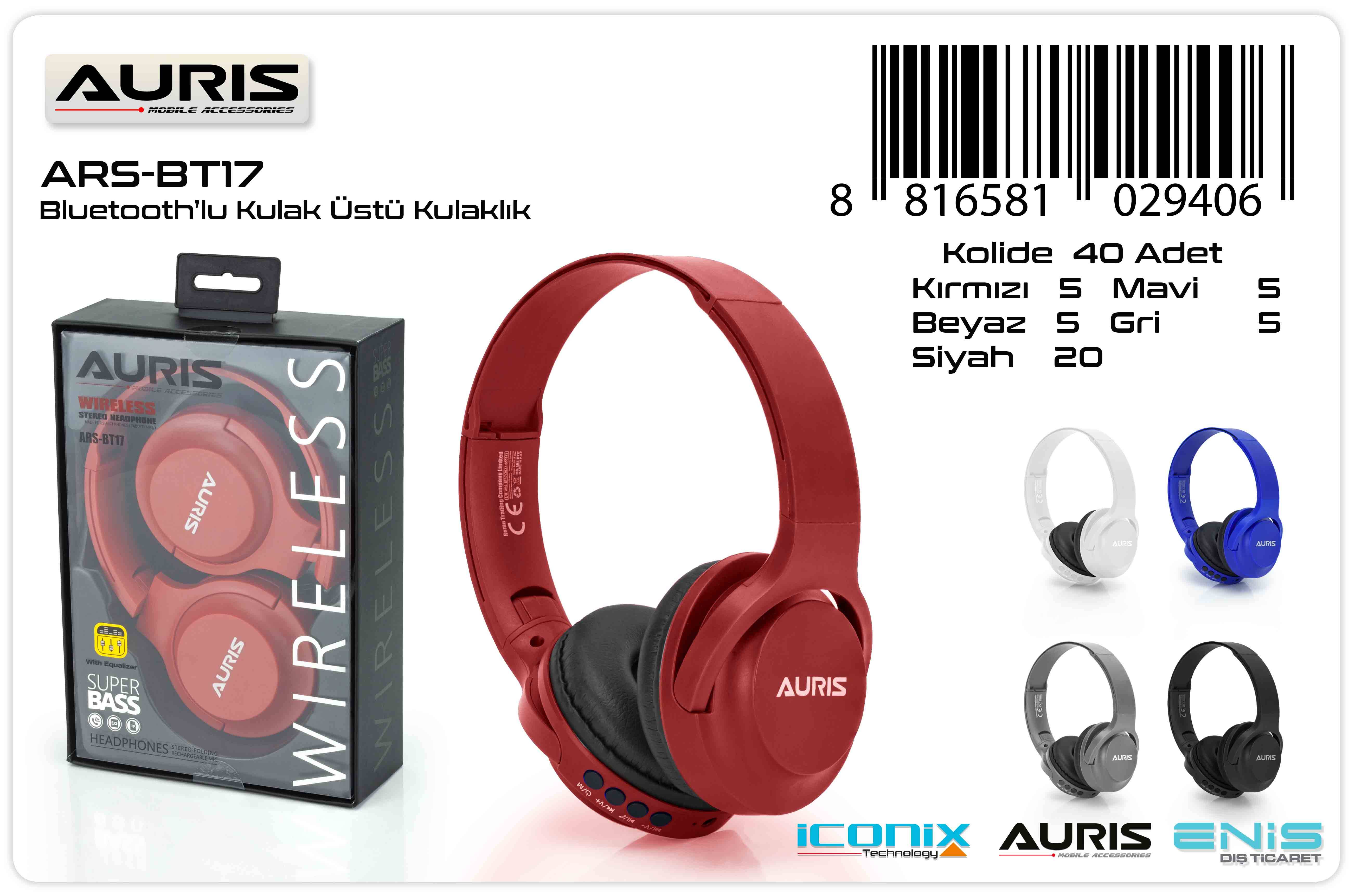 RED ARS-BT17 HEADPHONES WITH BLUETOOTH