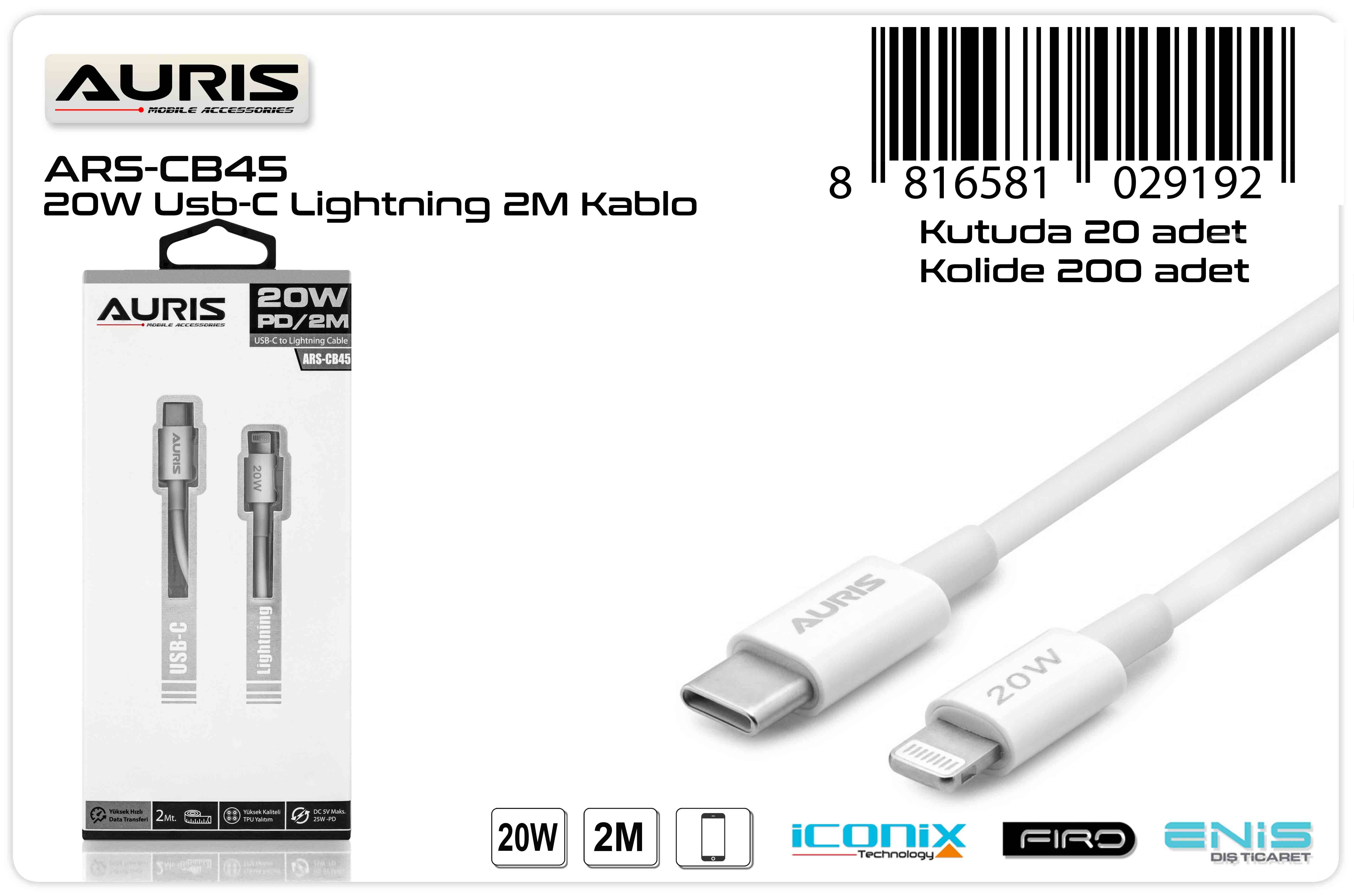 ARS-CB45 2M CABLE LIGHTING TO TYPE C