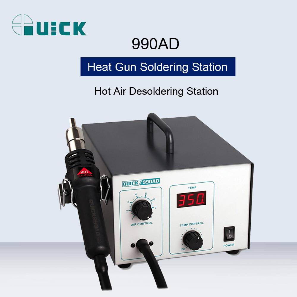 QUICK 990AD Digital Display Heat Gun Soldering Station Adjustable Temperature Hot Air Desoldering Station SMD Rework Station