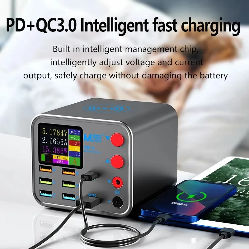 MaAnt Multi-port Wireless USB PD Charger Support Current/Voltage DC Power Supply With Mobile Phone Motherboard Short Circle Test