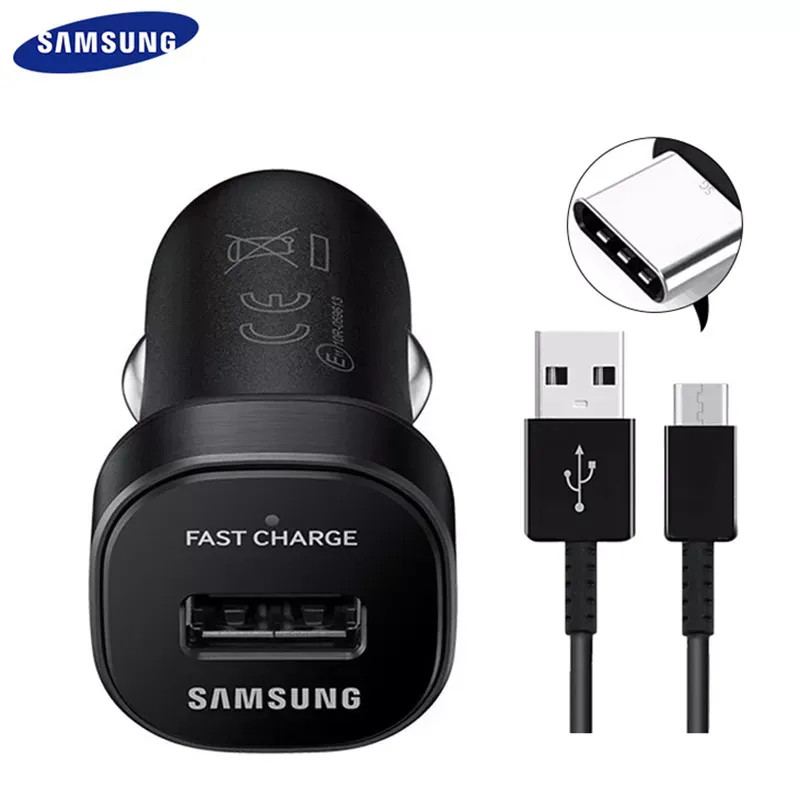 Original Samsung Car Charger Adaptive 18W Fast Car Charge Adapter Usb Type C Cable For Galaxy