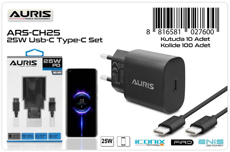 25W S.FAST CHARGER PD - TYPE C (AURIS 2 IN 1)