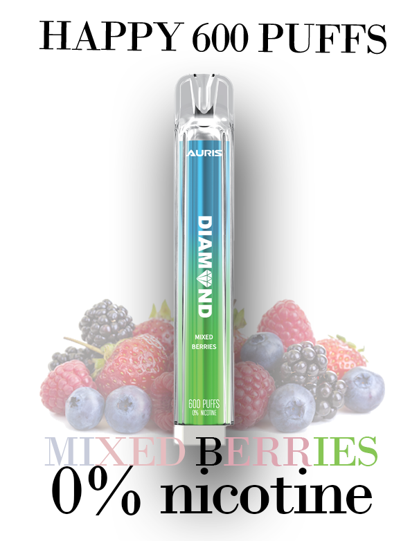 +18 ONLY -- DIAMOND VAPE HAPPY 600 PUFFS "MIXED BERRIES"